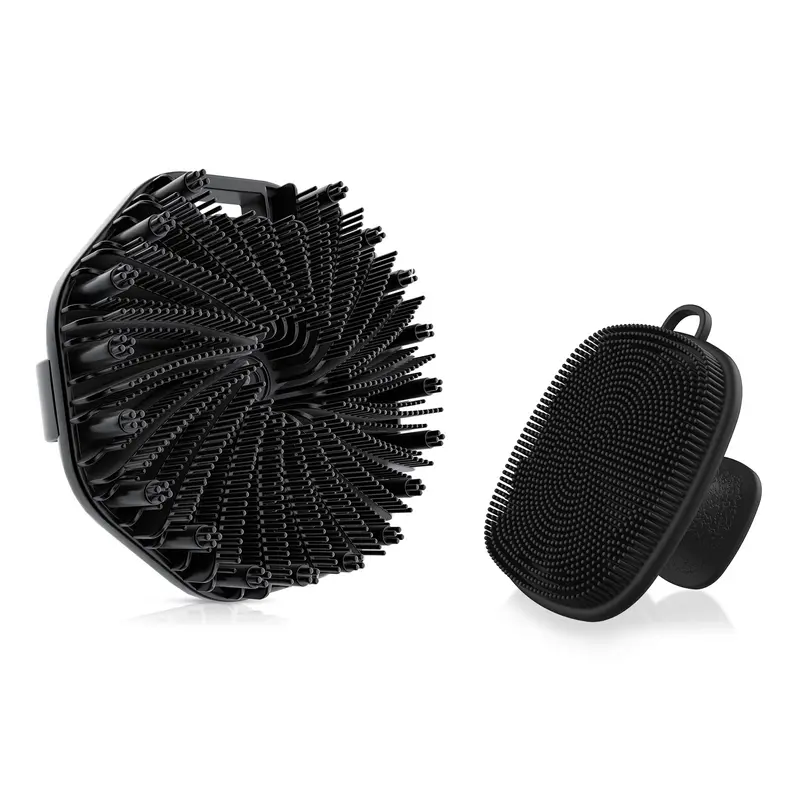 Bath Brush & Face Cleaning Brush Set, 2 Counts Silicone Reusable Bathing Brushes, Shower Scrubber, Exfoliating Body Care Tools, Bathroom Accessories, Shower Brush For Body, Body Brush For Showering, Bath Accessory
