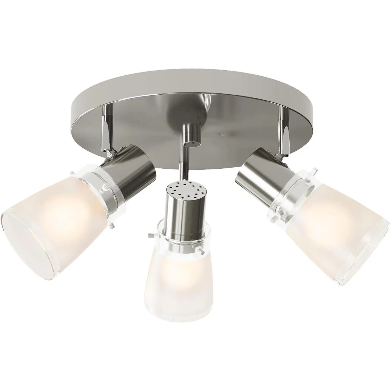 10” Decorative Track Lighting Kit, Brushed Nickel Finish Flush Mount Ceiling Light Fixture with Frosted Glass Shades, E26 Base Adjustable Heads Provide Directional Light (3-Light)