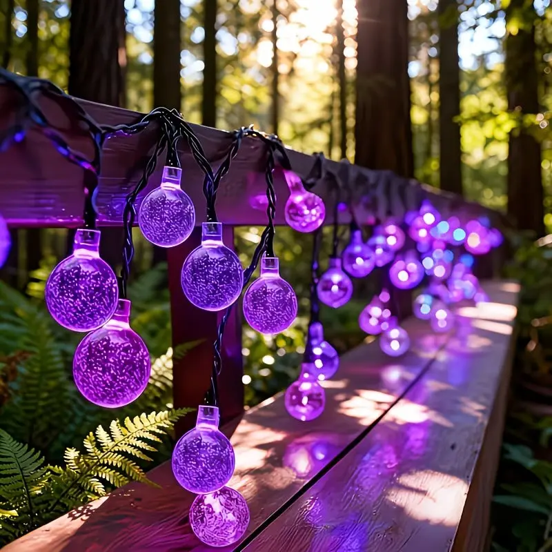 Solar Bubble Ball Light, Spherical String Lights, 8 Modes, 5m/7m/12m Options, Ipx4 Waterproof, Ideal for Garden, Party, Festival, Decorative Solar Lights Outdoor