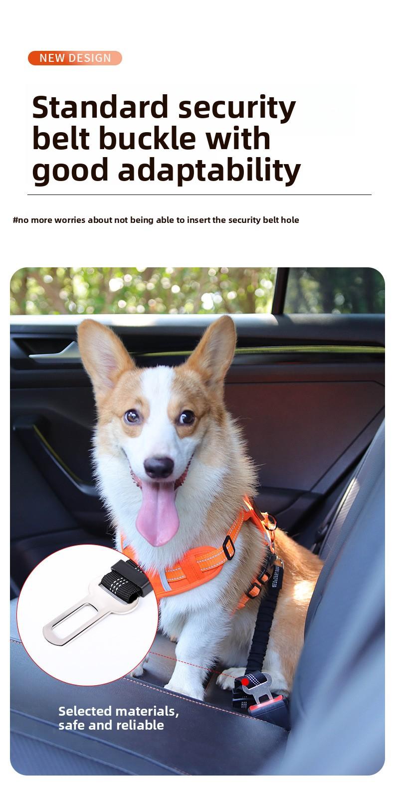 Dog Car Safety Seatbelt, Retractable Bungee Dog Leash, Shock Absorbing Reflective Safety Leash with Steel Buckle, Adjustable Length 20.87-29.53in for Pet Travel, Heavy Duty Vehicle Restraint for Small Medium Large Dogs, Anti-Pull Comfort Walking Leash