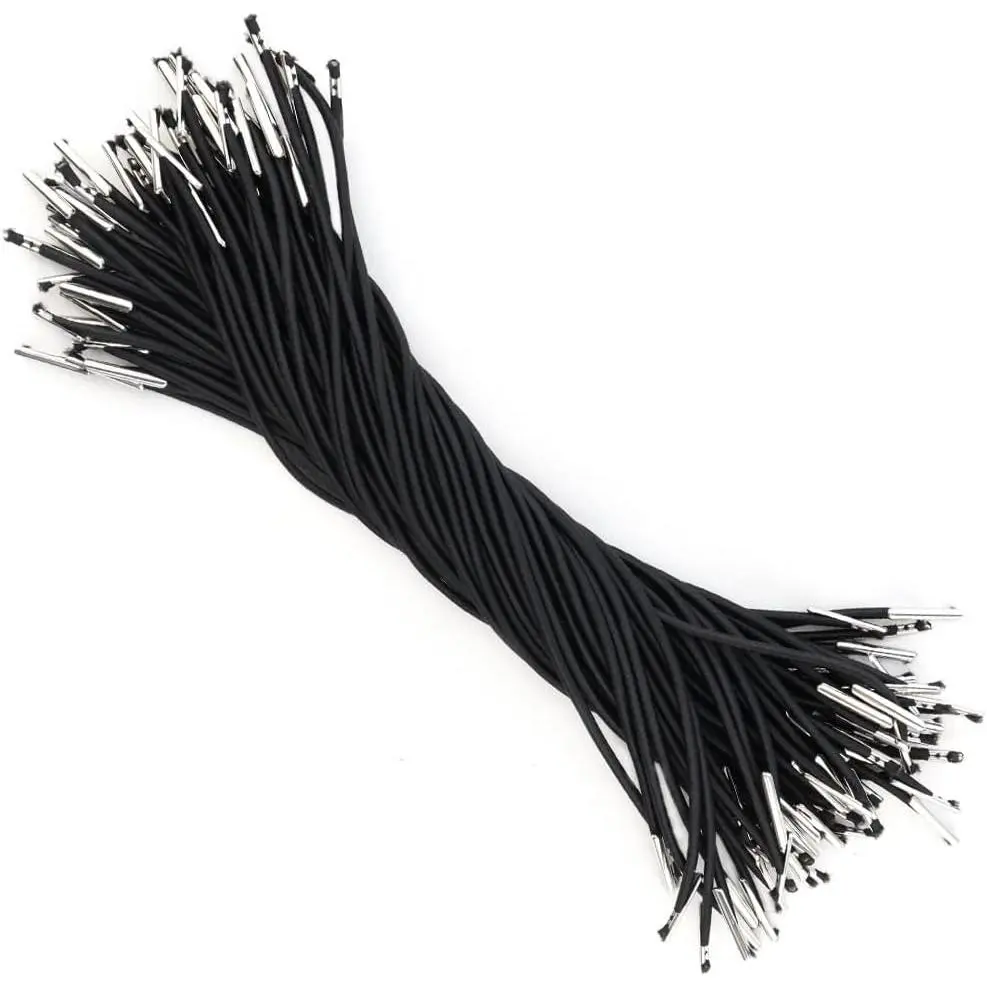 60 count Black Elastic Barbed Cords with Metal Ends for Party Hats DIY Crafts | Stretch Crafts Fastener, Loop Band with Metal Ends, For Party Hat, Elastic Menus Badges Signs