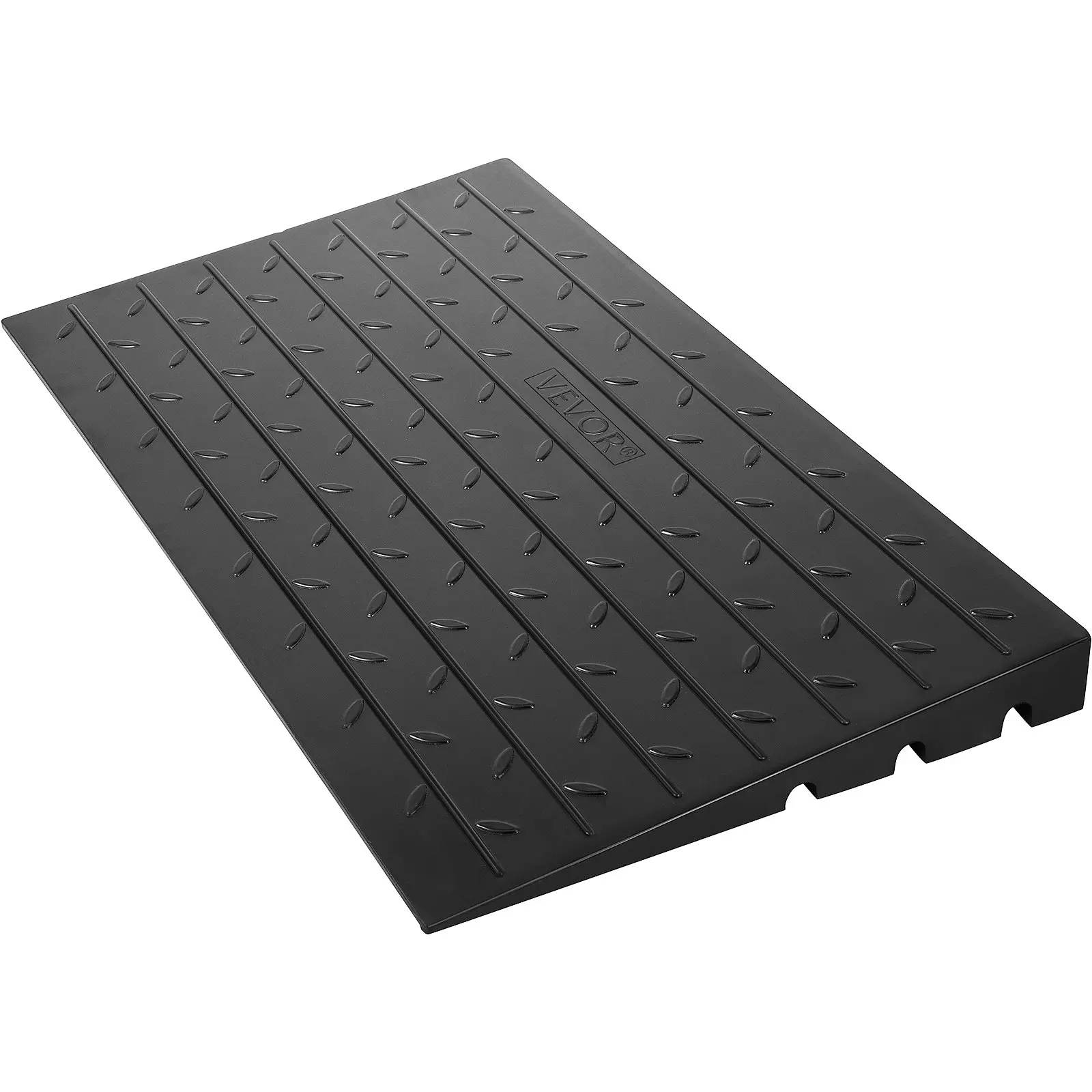 【Summerfinds】VEVOR Rubber Threshold Ramp, 2.6 Rise Threshold Ramp Doorway, 3 Channels Cord Cover Rubber Solid Threshold Ramp, Rubber Angled Entry Rated 2202 Lbs Load Capacity for Wheelchair and Scooter