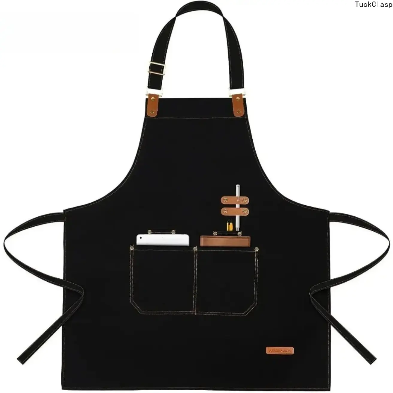 Premium Chef Apron for Men & Women, Oil- & Stain-Resistant Cooking Apron with Large Pockets, Adjustable Waterproof Bib Apron for Home Cooking, Baking, Grilling, BBQ, Camping, Backyard Parties & Commercial Kitchen Use