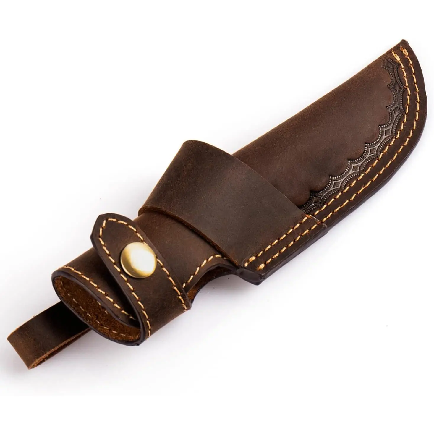 Horizontal Knife Sheath for belt EDC Compact Draw Knife Holster Dark Brown