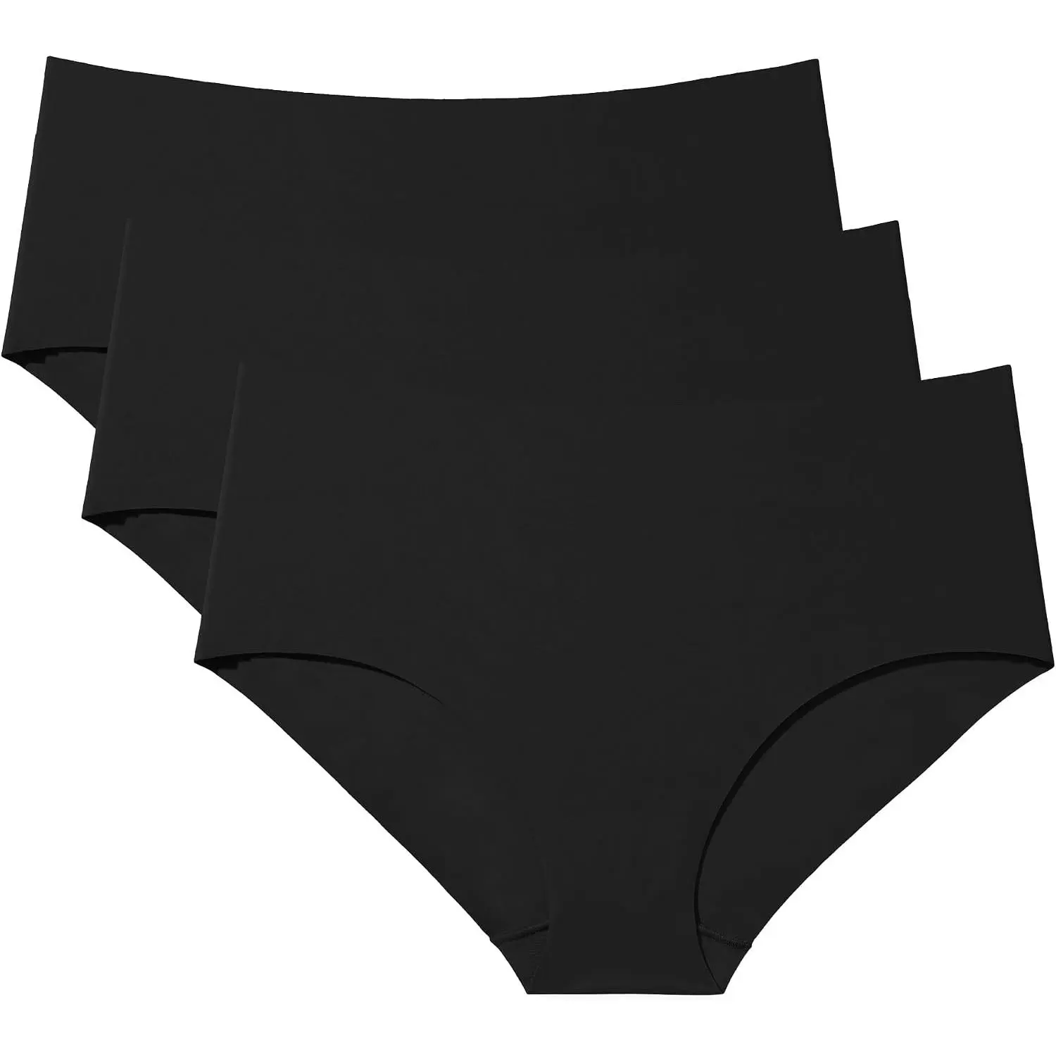 Womens Seamless No Show Underwear 3 Pack No Panty Line |   Cool for Summer, Laser-cut, Cotton Crotch, Breathable, Stretch, Tag-free, Invisible Brief, Dress Leggings