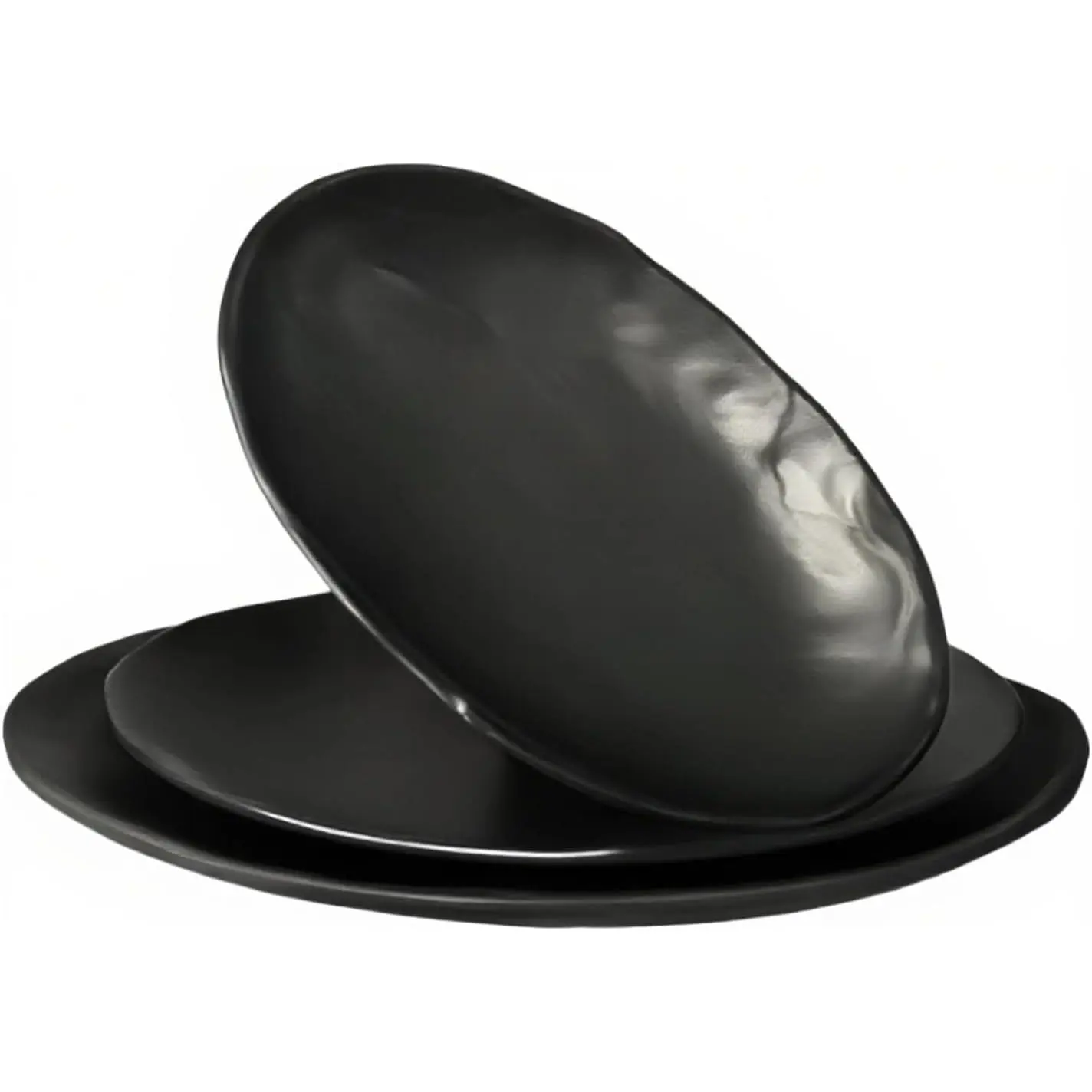 Melamine Serving Platters Set of 3, 10", 12" and 14" Oval Serving Trays for , Fruits, Snacks, Appetizers and Desserts, Lightweight Plates Set for  Parties Indoors & Outdoors, Black