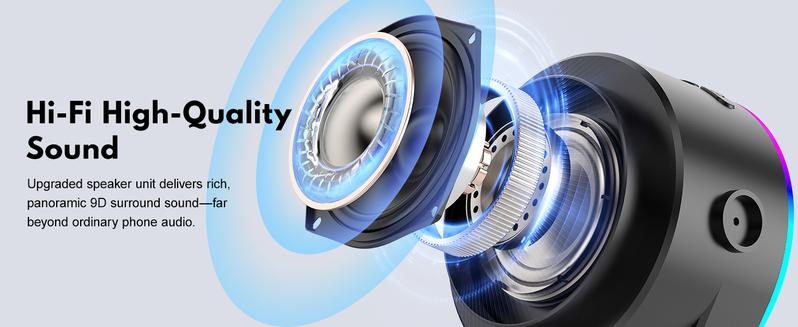 Ships the same day! 6-in-1 wireless sensor Bluetooth speaker with wireless microphone, phone and tablet stand, 8-color RGB wave light, portable karaoke stand. A perfect gift for friends and family. TikTokShopHolidayHaul  set  men