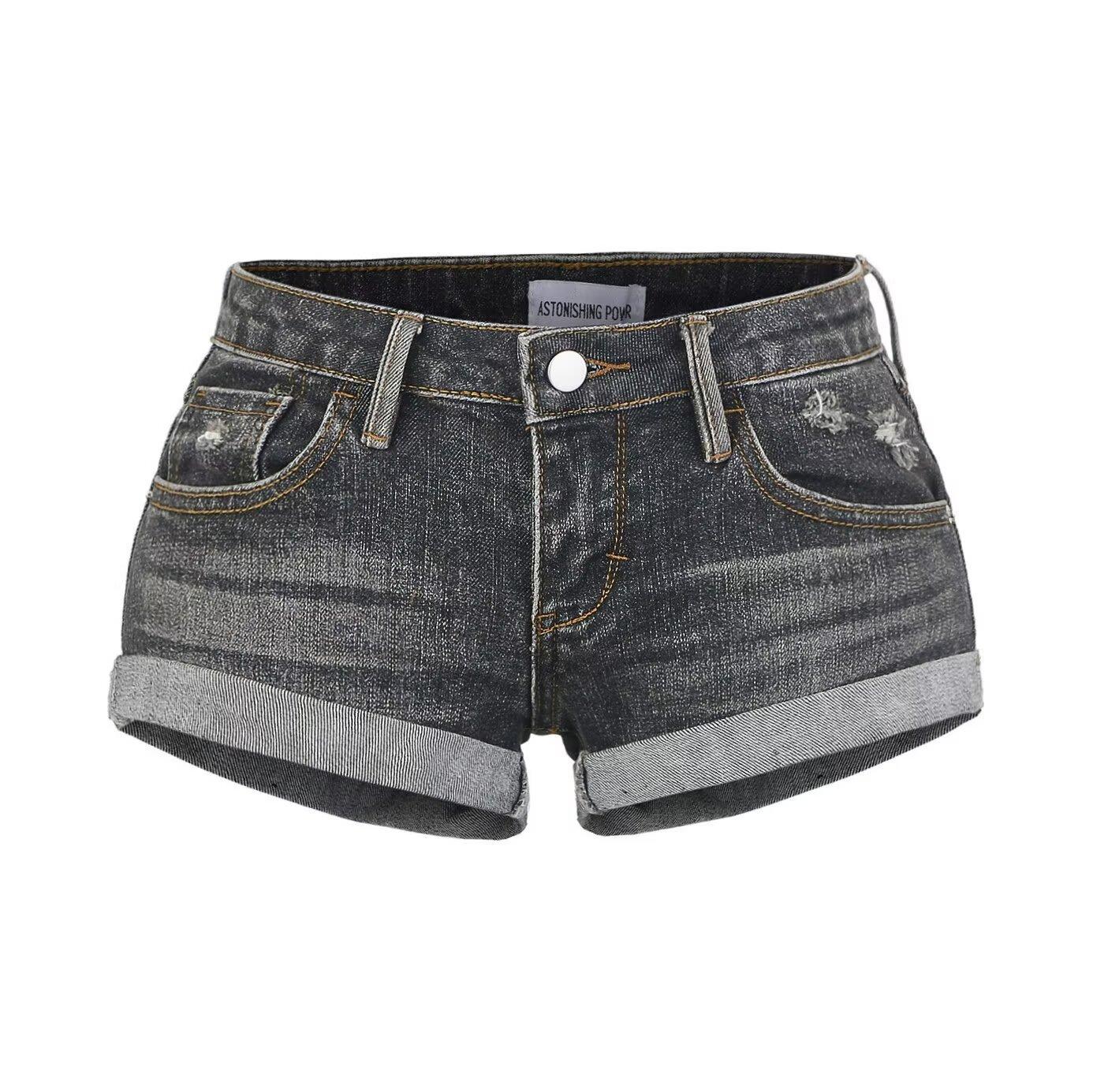 Trendy Low-Waist Denim Shorts for Women, Ultra Short Pants, Summer Beach Shorts, Slimming Effect Womenswear Bottom