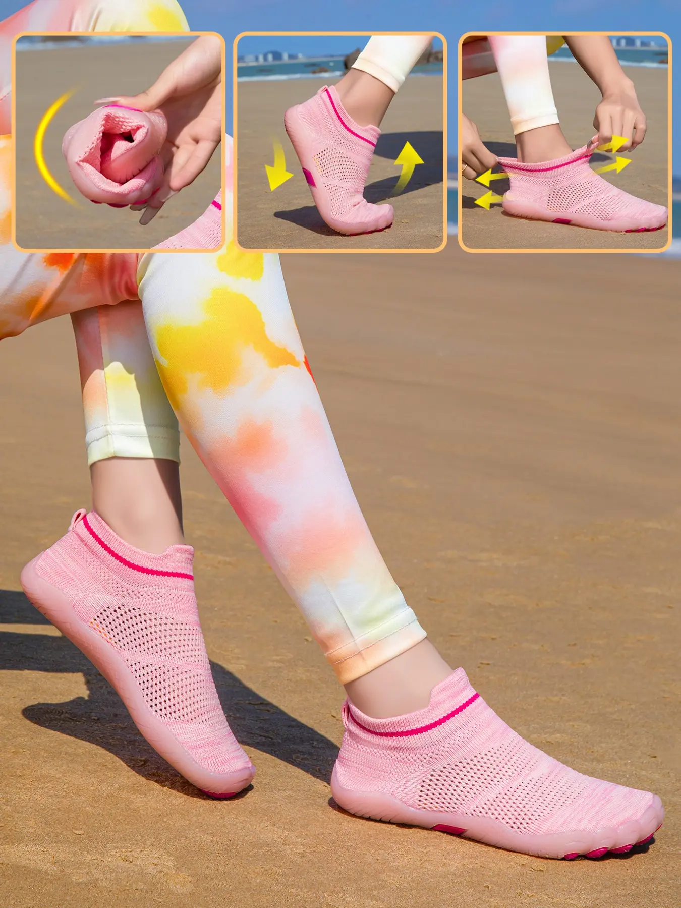 Women's Quick-Dry Water Shoes, Elastic Sock Lining, Anti-Slip Breathable Hiking Shoes, Swimming Diving Yoga Outdoor Water Sports Shoes