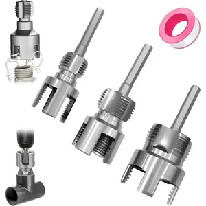 3 count Pvc Pipe Threader Kit,-Function Integrated Internal & External Pipe Threading Tool For 1/2" & 3/4"& 1" Pvc/Plastic Pipes,Electric Drill Compatible For  Repair(1/2"+3/4"+1")