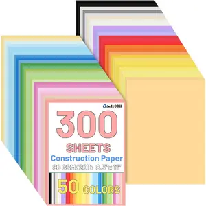 50 Colors Construction Paper 300 PCS, 8.5x11 in Bulk Colored Paper for Crafts - 80GSM Thick Cardstock for Printing, Layering, Embossing - DIY Art Supplies for Cards, Invitations, School Projects