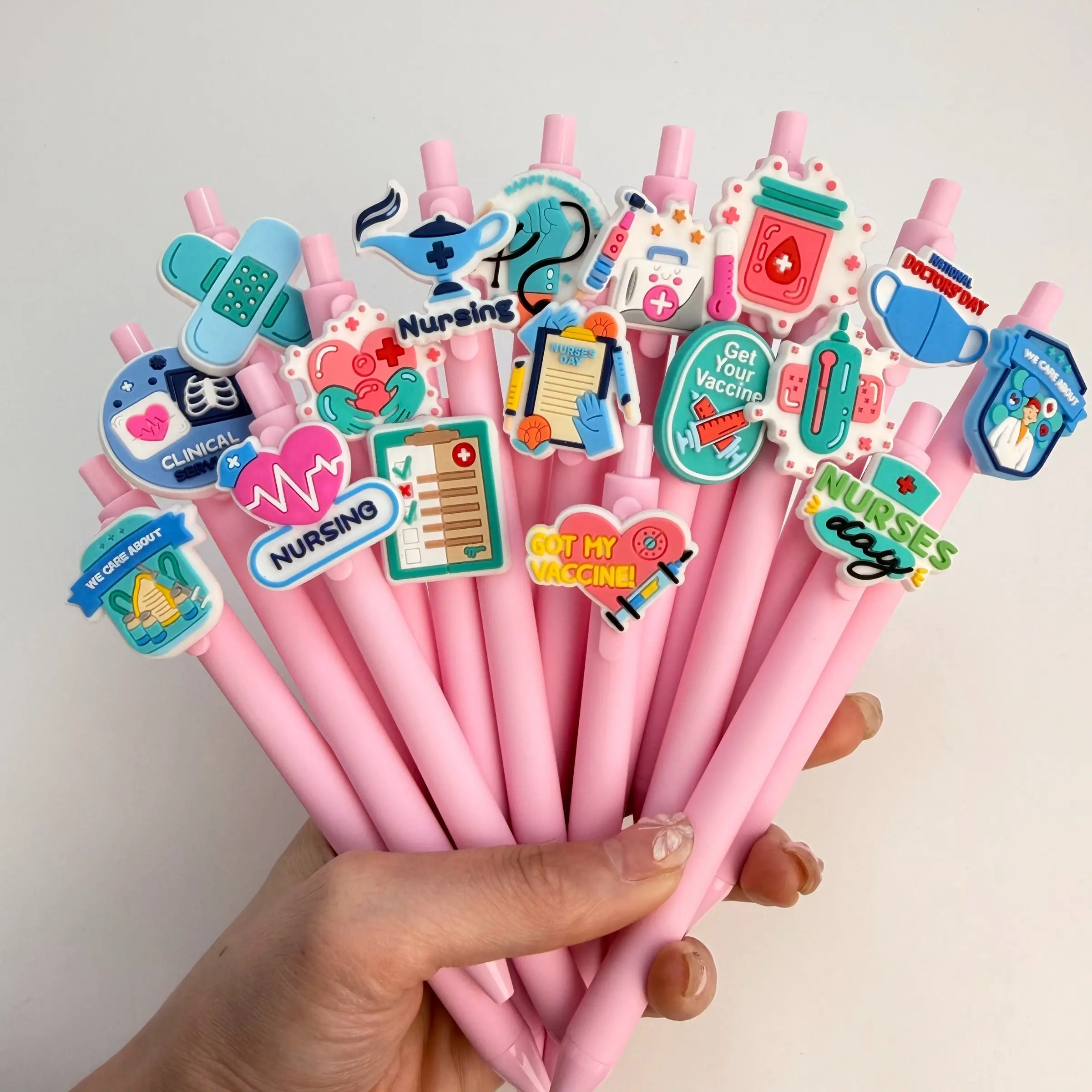 20/30pcs Nurse Appreciation Gel Pens Set, Cartoon Hospital Silicone Cap, Smooth Writing Diary Pen, Ideal Clinic Office Supplies, Gift for Nurses