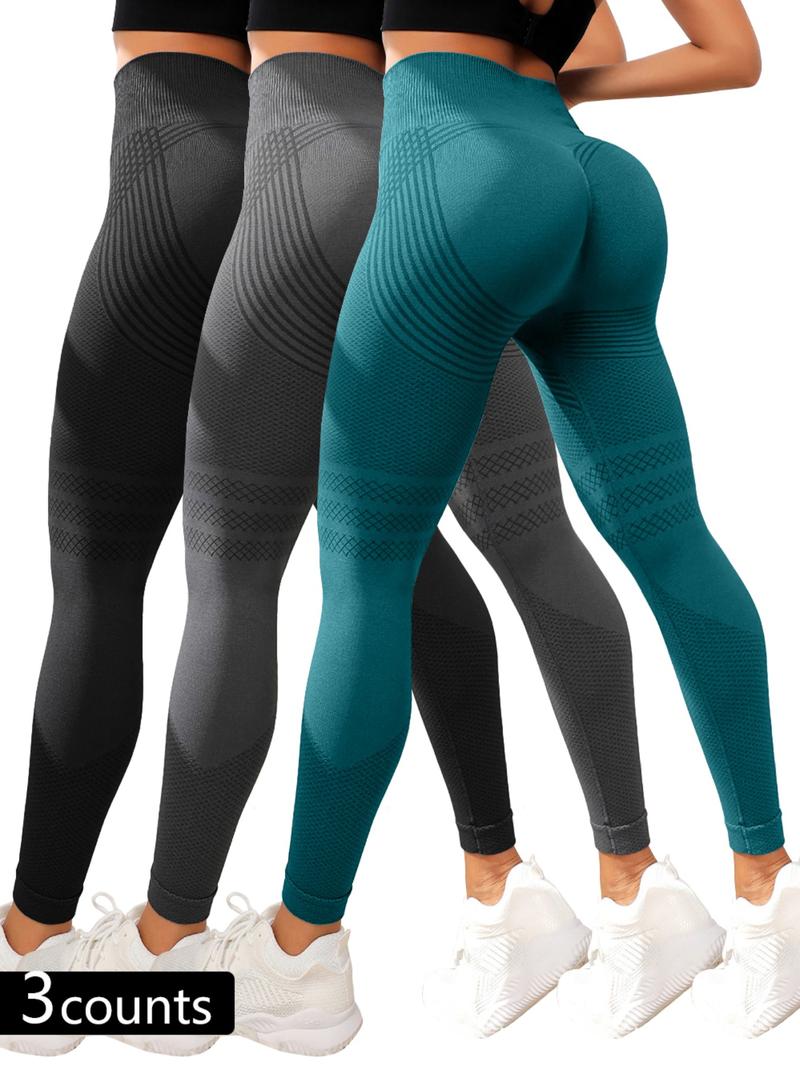 Women's Solid High Waist Sports Tummy Control Leggings, Casual High Stretch Seamless Yoga Leggings, Ladies Sportswear for Indoor Outdoor Wear, Gym Clothes