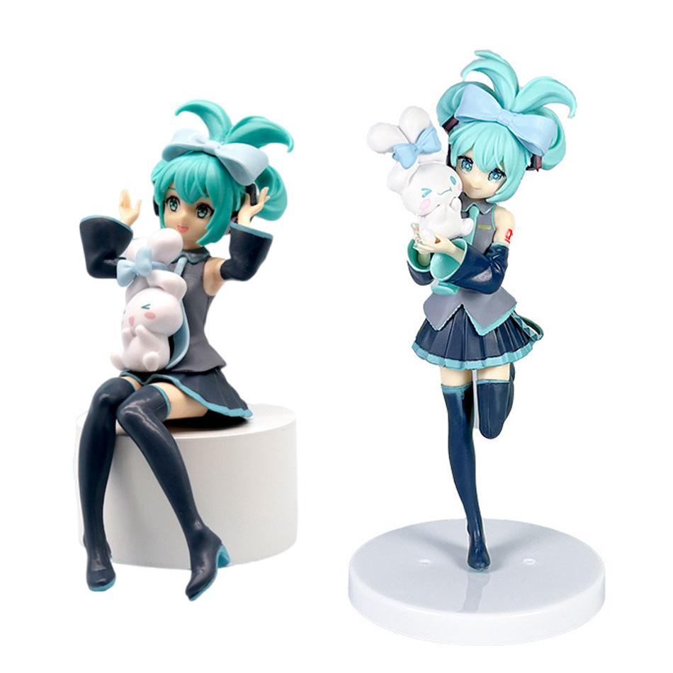 Anime Hatsune Miku Cos Raccoon Demon Cat Ears Cinnamoroll Kawaii Miku Girl Anime Figure PVC Collection Model Doll Toy