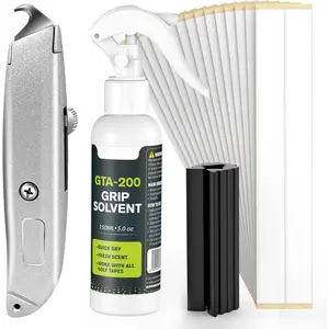 Professional Golf Grip Kits for Regripping- Optional 5oz Solvent, Standard Hook , 15 Grip Tapes and Rubber Vise Clamp