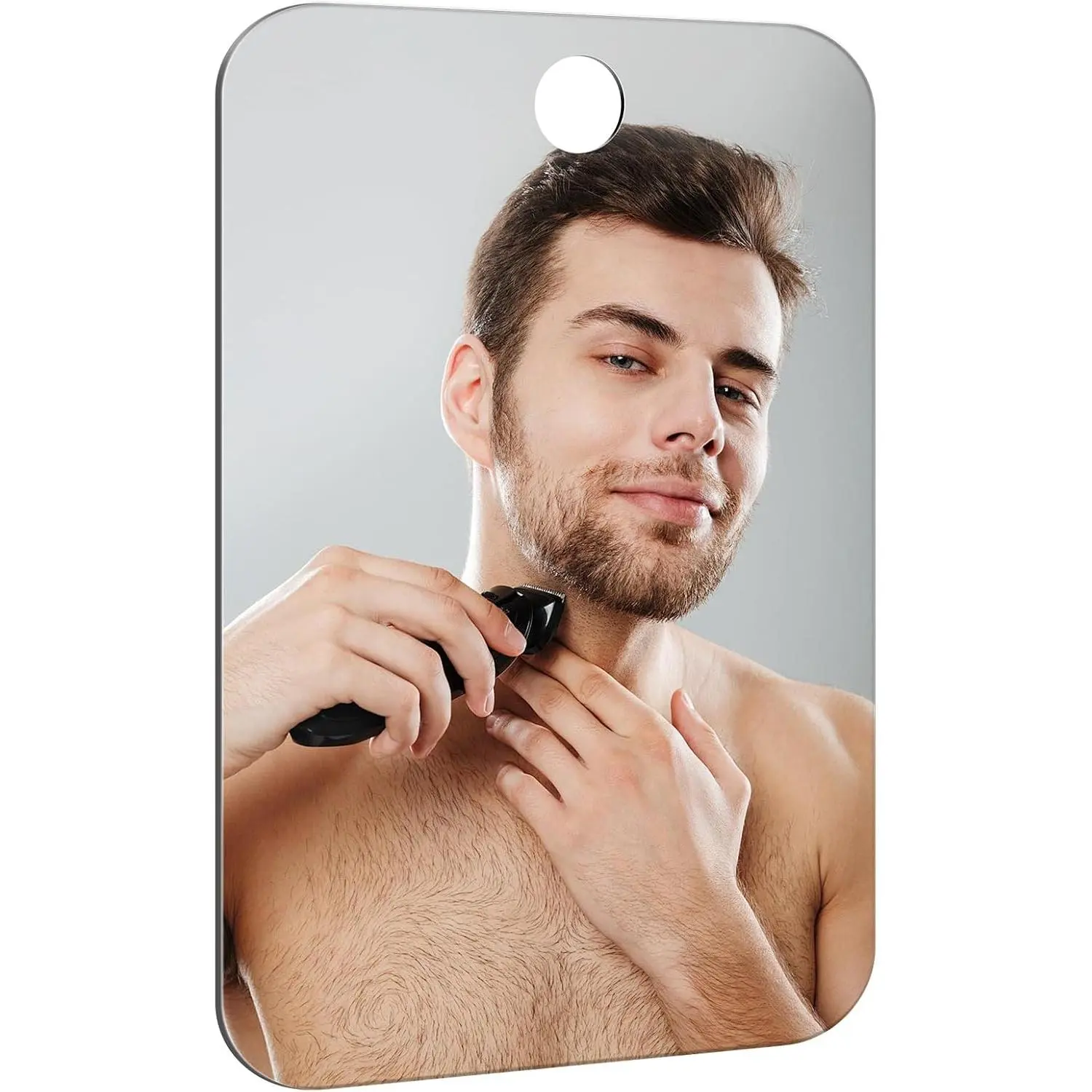 Shower Mirror Fogless for Shaving Anti-Fog Frameless Wall  Makeup,11.02" L x 7.87" W,Darkgrey