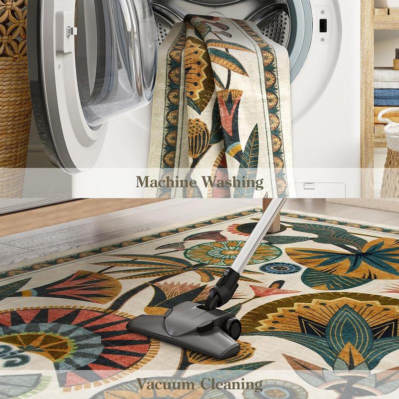 Floral Pattern Entryway Rug, 1 Count Non-slip Washable Floor Mat, Runner Carpets, Soft Floor Carpet for Home Decor Living Room Bedroom Kitchen Bathroom Decor, Cool Rugs, Unique Rugs, Decorative Rug Mat