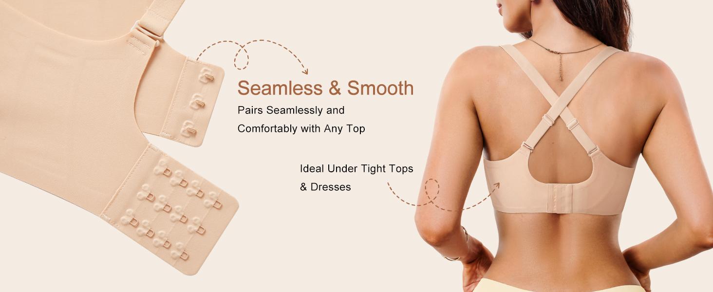Wireless and Seamless Jelly Bra for Women - No Underwire Push Up Deep V Bras for Womens - Back Support Sports Bralette