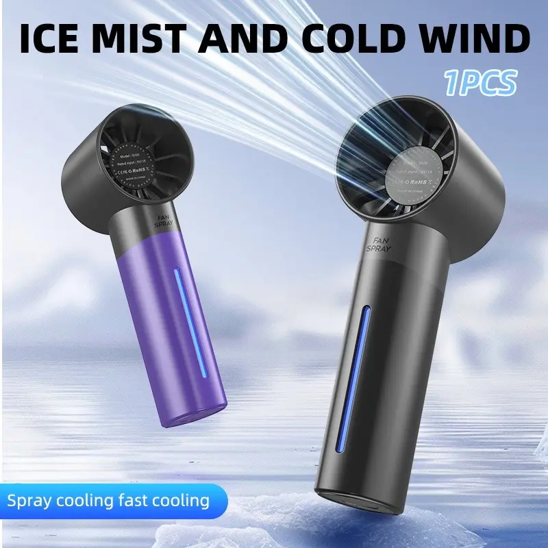 Small Handheld High-Speed Spray Fan, USB Rechargeable Portable Turbine Water Cooling Outdoor Brushless Mini Fan
