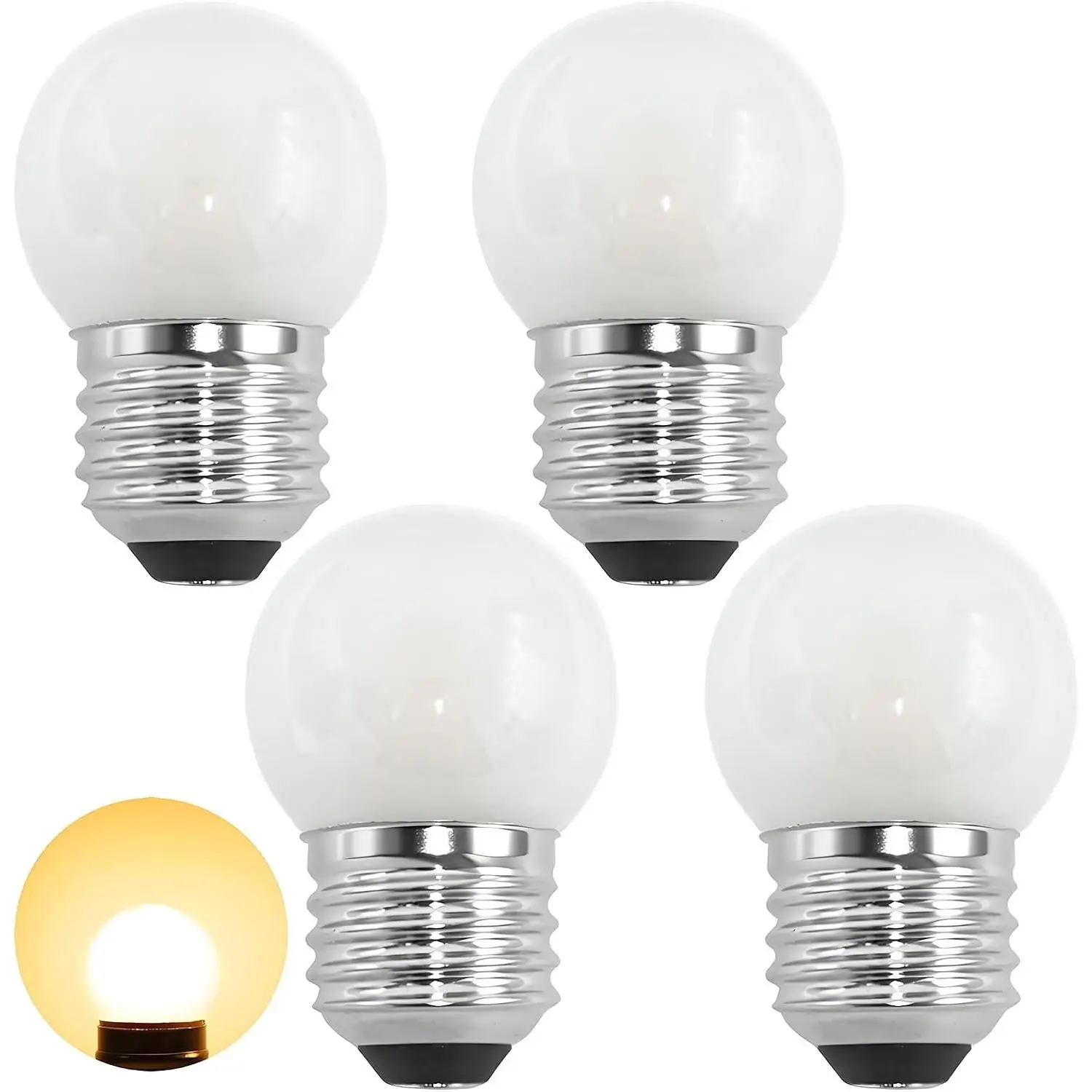 G40 LED E26 Base Round Light Bulbs 15 Watt Equivalent,1.5W Low Wattage Frosted Light Bulbs for Night Light,Refrigerator, Appliance Bulb Replacement, Soft White,150LM,CRI 90+,Pack of 4Gift.