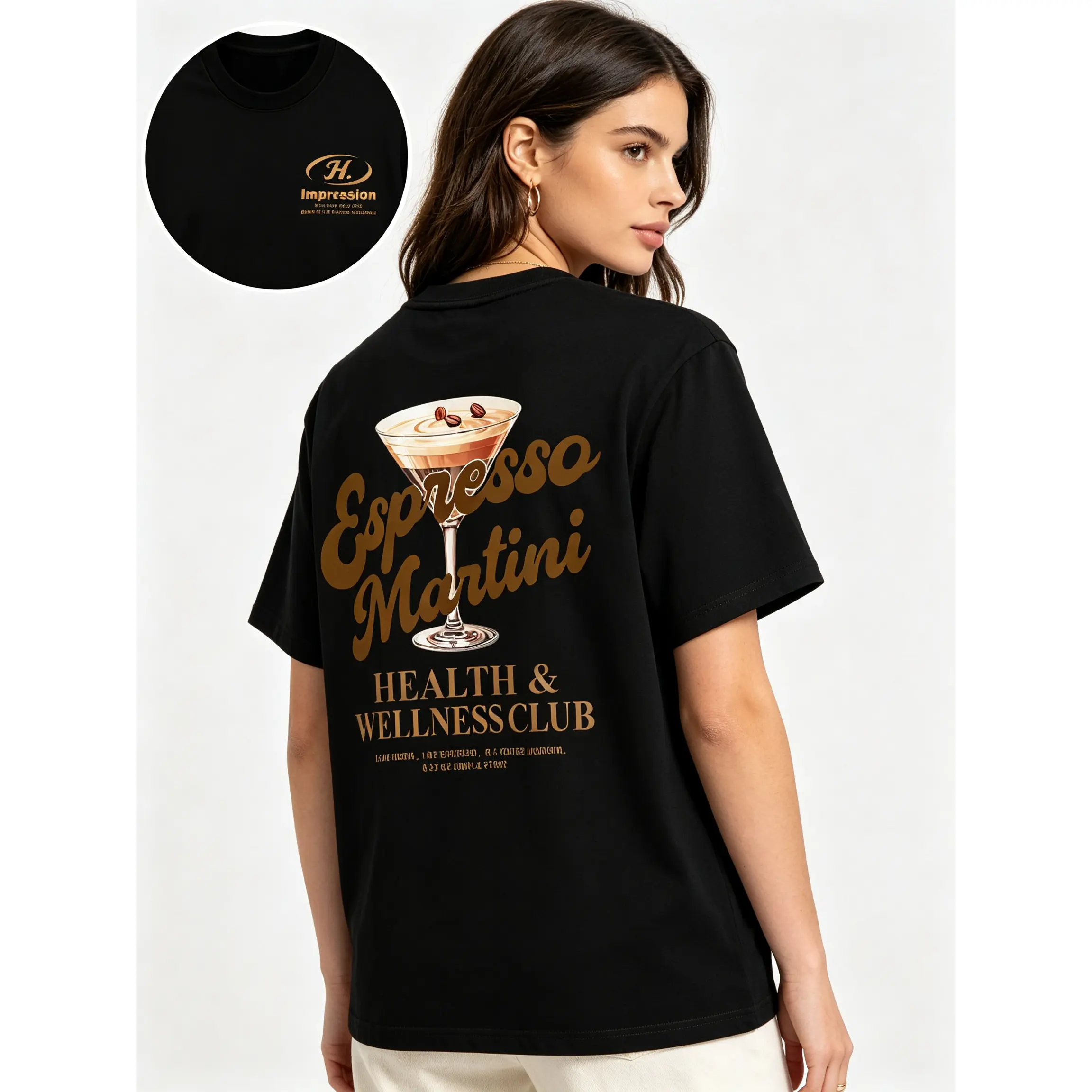 Vintage Espresso Martini Graphic T-Shirt with Cocktail Print, Unisex Shortsleeve Top made of Comfortable Cotton Fabric, Everyday, Fit, Soft, Round Neck