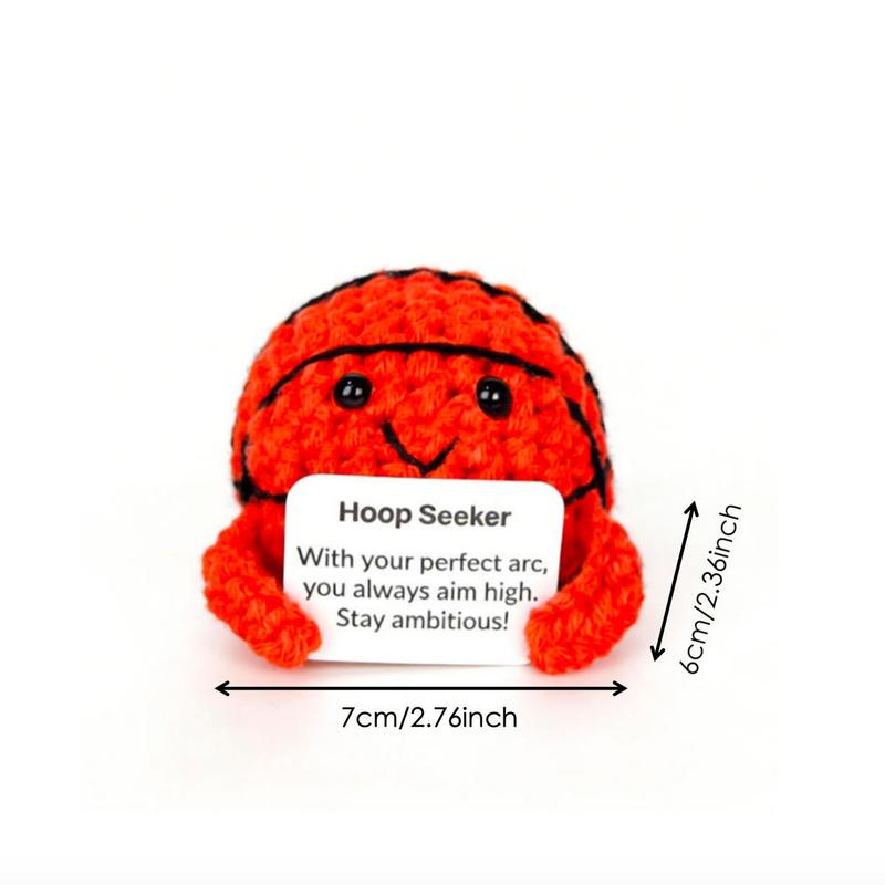 Positive Energy Crochet Basketball Gift, Knitted Emotional Support Sports Ball, Birthday Present for Men Women Friends Son Daughter Teammate