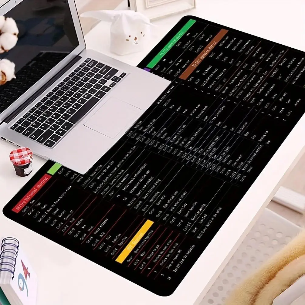 Large-sized creative mouse pad with shortcut keys, anti-slip base, Excel keyboard and mouse cheat sheet, available in multiple sizes, super large computer desk pad for office and gaming, washable anti-slip rubber mouse pad, perfect gift for Christmas