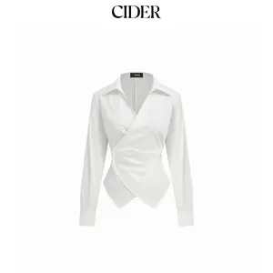 Cider V-Neck Wrap Long Sleeve Blouse Dealsforyou