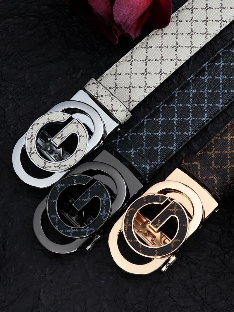 Men's Fashionable Plaid Pattern Buckles Belt, Casual Business Belt for Party, Daily Clothing Decor, Trendy All-match & Exquisite Belt for Birthday Gift, Artisan Leather Belt