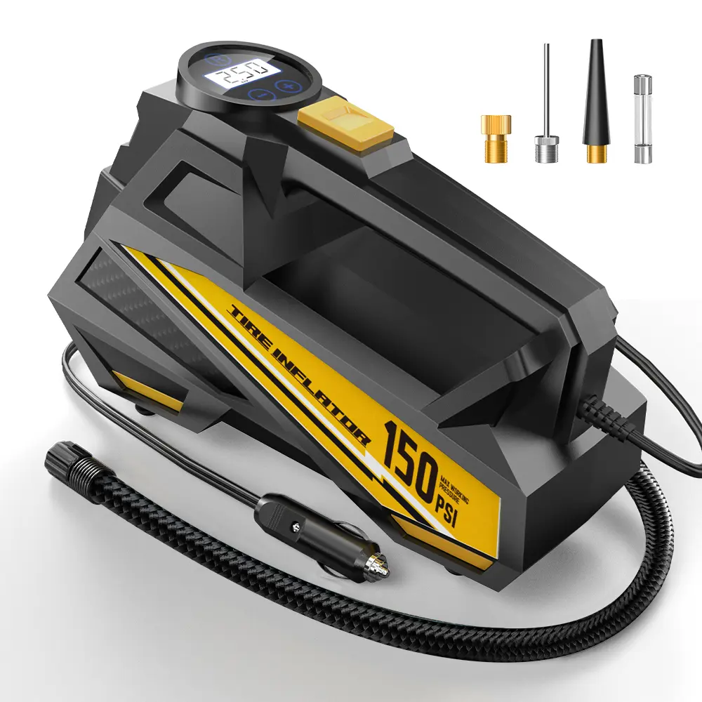 Portable Air Compressor 22 Cylinder, 12V Dc, Digital Car Tire Pump 150 Psi, Preset Tire Pressure Auto Shut Off, Automatic Tire Inflator, Tire Inflation Tool, Ideal for Cars & More