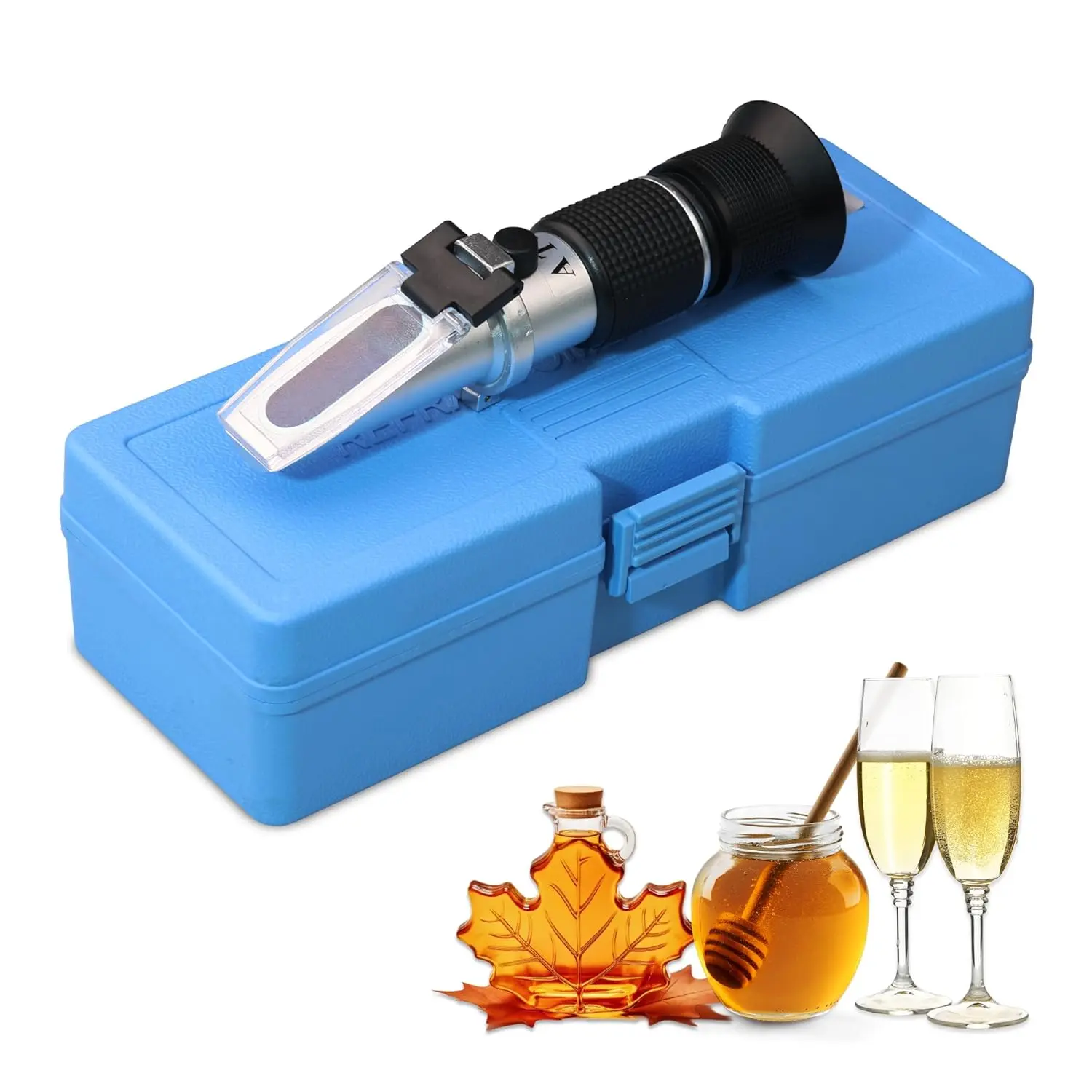 Refractometer with 0-90% Brix Scale, 0-90% Scale, ATC Function - Accurate Sugar Content Measurement for Honey, Fruit - Ideal for Homebrewing Lab