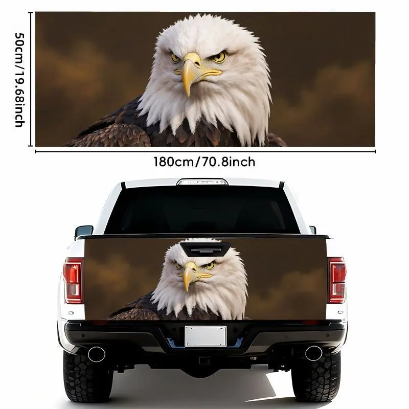 1pc 50*70.87inch Waterproof Self-adhesive Bald Eagle Car Tailgate Decal Close-up Detailed Animal Sticker for Most Vehicle Trunk Bumper