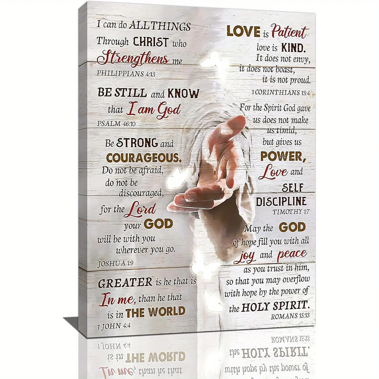2D Flat Integrated 2D Flat Wall Artwork, Including Inspirational Canvas Paintings Of Bible Verses - The Hand Of God, With Inspirational Religious Quotes, Framed Modern Art, Suitable For Church, Bedroom, Bathroom Or Home Decoration