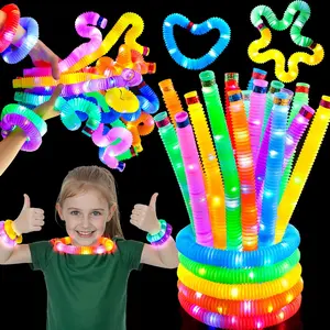 18 Pack Glow Sticks Party Favors for Kids, Light Up Pop Tubes Glow Necklaces Bracelets Party Supplies for Toddlers Boys Girls Birthday Gifts, School Classroom Goodie bags, Treasure Box Toysfidget toys