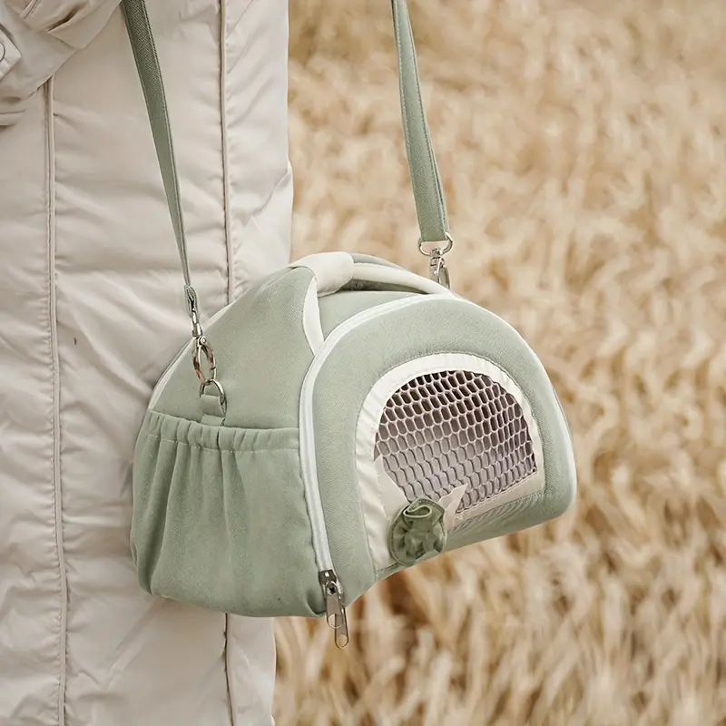Portable Small Pet Carrier Backpack - Random flower, Breathable Mesh Window, Convertible to Shoulder Bag for Guinea Pigs and Rabbits, Durable Polyester Material