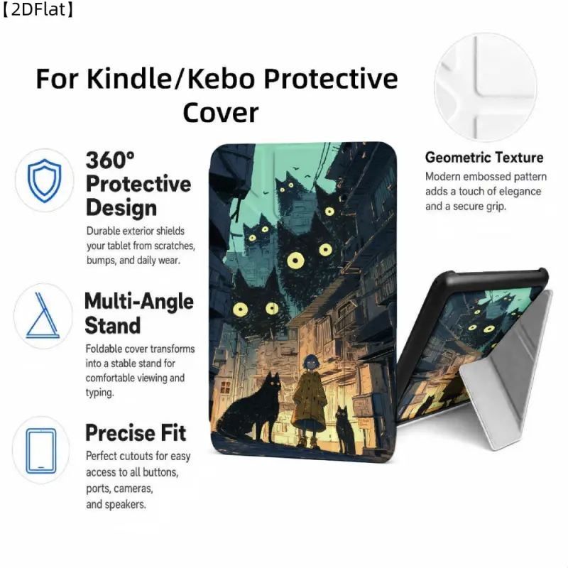 For Kindle/Kobo/Tolino Case, with stand Night City Cats Eyes for New Kindle 11Th 2019, for Kindle 11th Generation Case for Kindle 11Th (2022/2024), 6-Inch, 7-Inch Kindle Paperwhite 12Th Generation 2024 Vision Color (2024) /Vision 6 (2021）/Shine Color (202