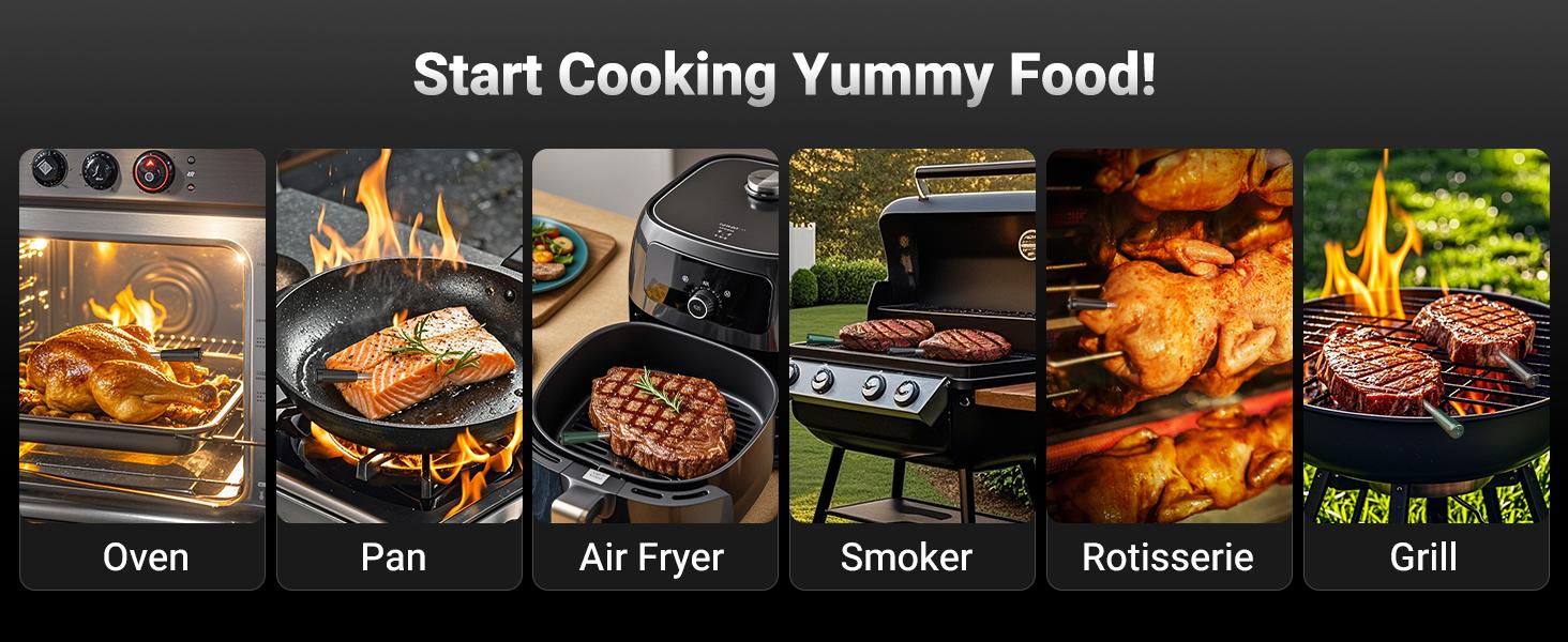 Wireless Bluetooth Meat Thermometer, Smart App & Standalone Base with Control, 2 Ultra-Thin Probe, Remote Connection Range, Digital Food Thermometer for Cooking, Grilling, Smoking, BBQ Kitchen Utensils Wireless Bluetooth Meat Thermometer, Smart App & Standalone Base with Control, 2 Ultra-Thin Probe, Remote Connection Range, Digital Food Thermometer for Cooking, Grilling, Smoking, BBQ Kitchen Utensils