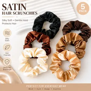 Hot-selling new satin fabric scrunchie, simple and high-end hair accessory, solid color elastic band that does not damage hair