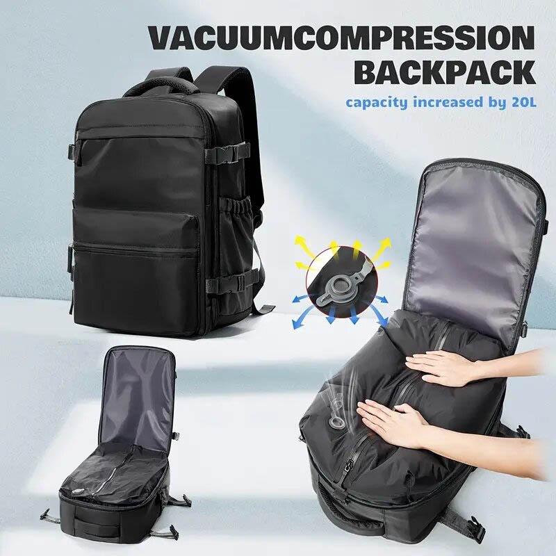 Three-piece vacuum travel bag set, equipped with detachable vacuum bag, electric air pump, large-capacity backpack, detachable design, multi-layer pockets, casual style, Space Saving Bag, Travel Organizer Bag