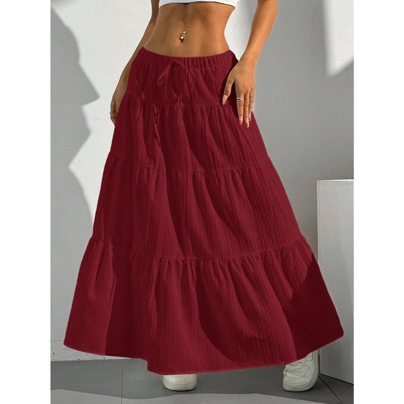 Women's White Half Skirt with Tie, Loose Long Skirt for Women