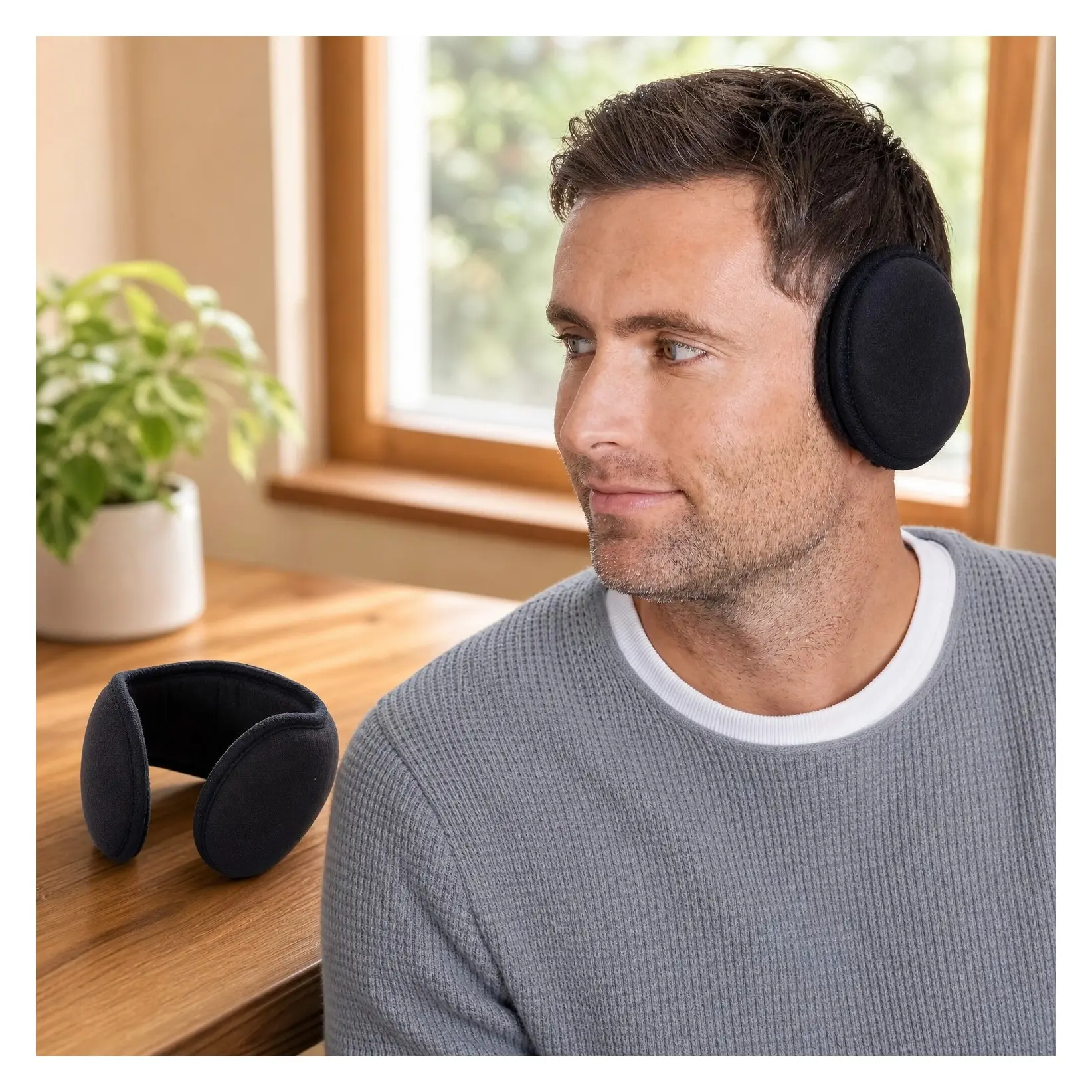 Warm Winter Ear Muffs for Men & Women - Behind the Head Fleece Ear Warmers, Cold Weather Ear CoversGift