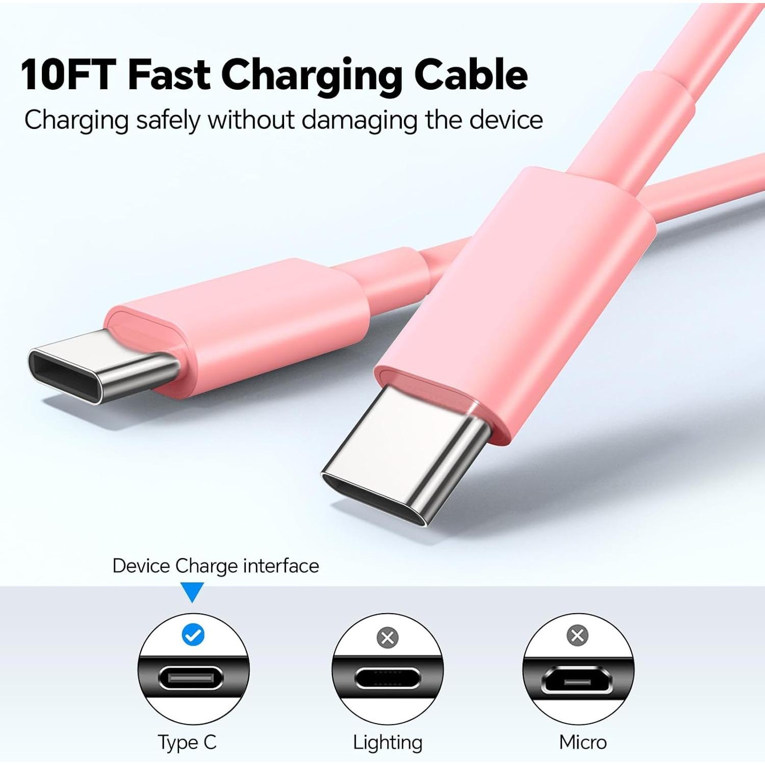 For iPhone 17 Charger Fast Charging,40W Dual USB C Charger Block with 10FT USB C-C Charging Cables with Phone 17/15/16Pro Max/16Plus,15Plus/15Pro/15Pro Max,Pad Pro/Air