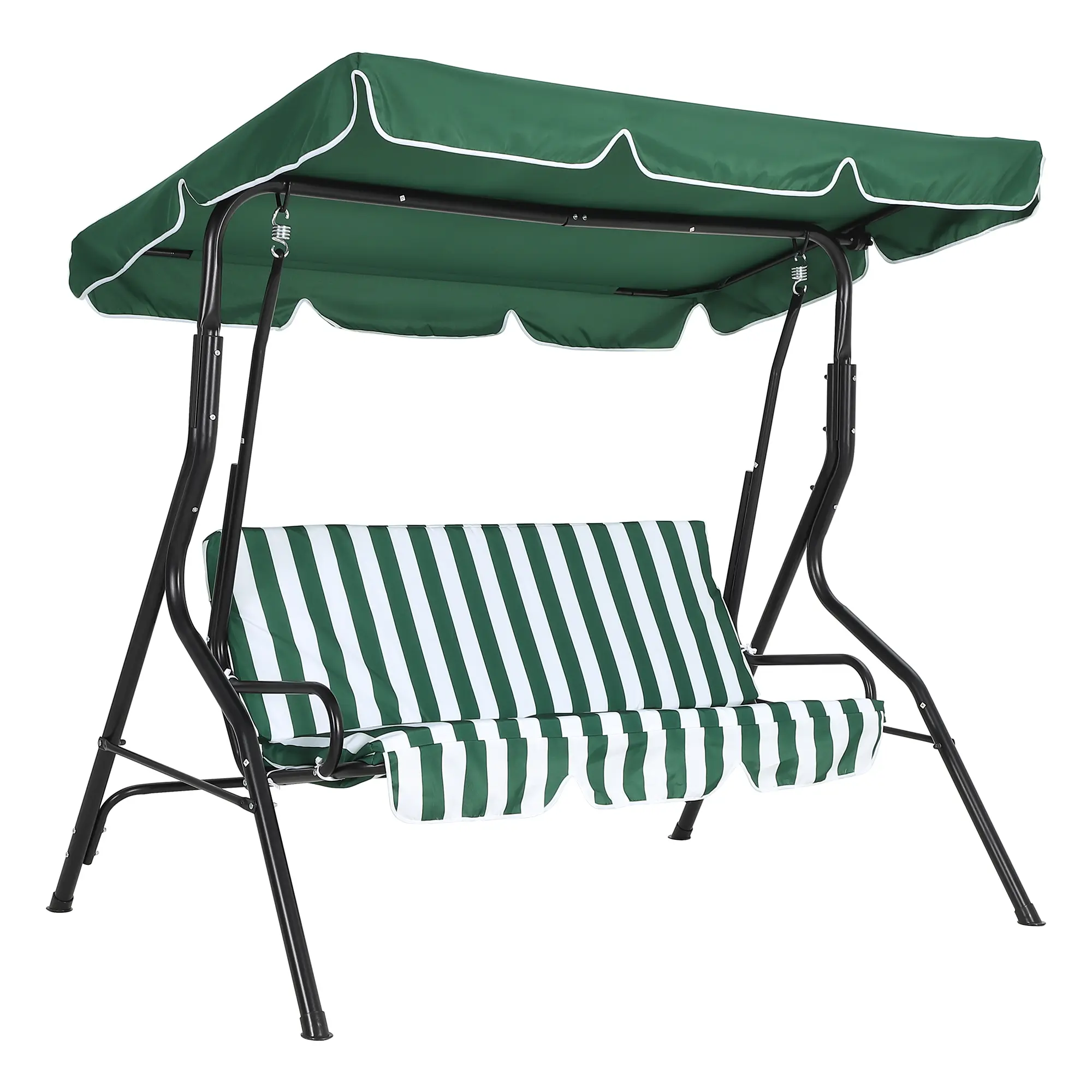 【Garvee】Adjustable Canopy Outdoor Swing with Stand, Durable Metal Frame 3‑Seat Swing Chair for Patio, Garden