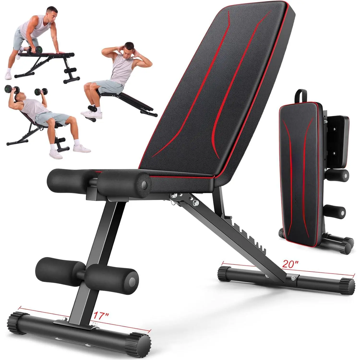 OWeight Bench for Home Gym, 660LBS Capacity Full Body Workout Bench, 30in Extended Backrest for Bench Press, 8 Adjustable Incline Flat Decline Strength Training, Fast Fold to Save Space