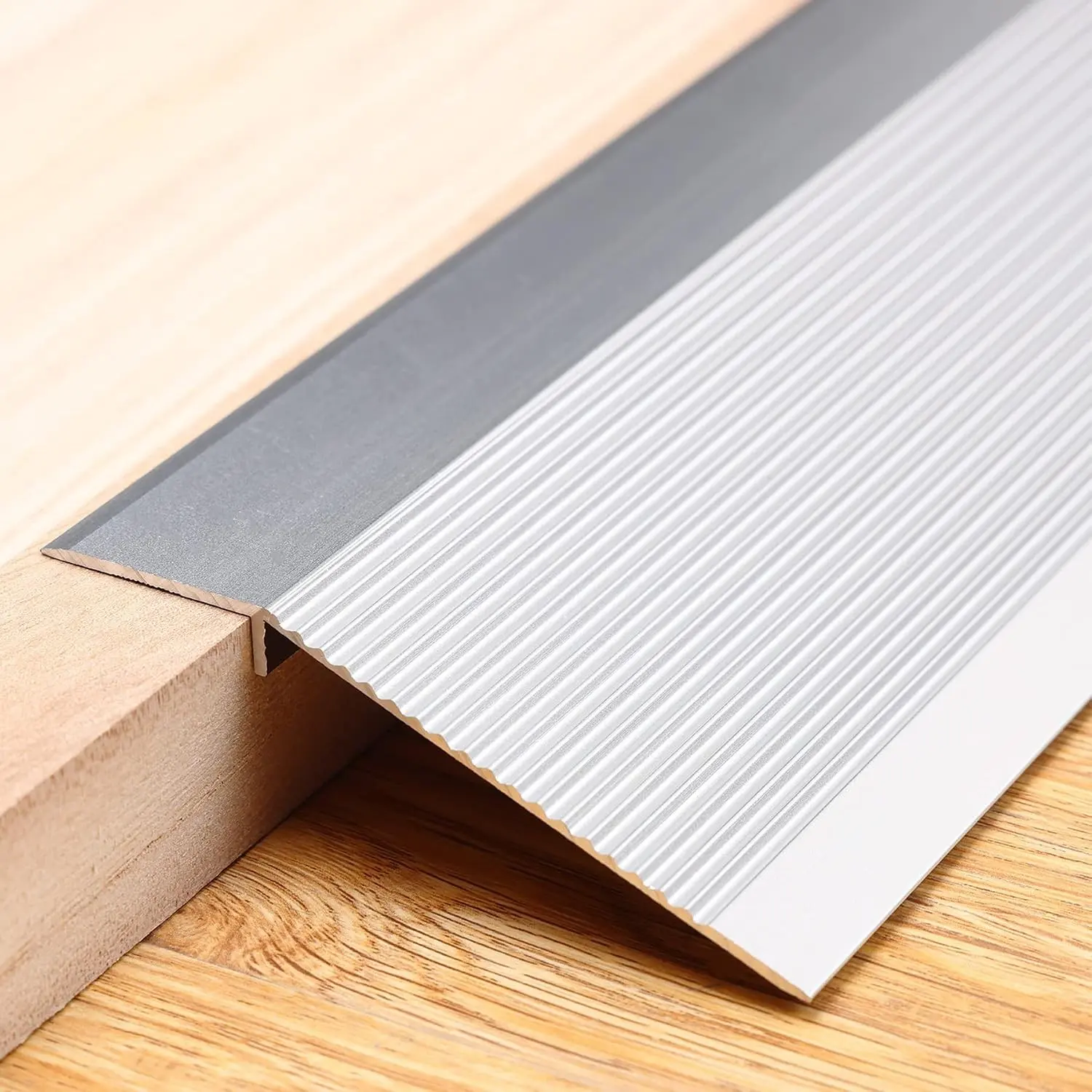 Aluminum Floor Transition Strip Flooring Reducer, Suitable for Doorways Threshold Ramp Tile Laminate, Bridge the Height Between 0.3-1.6 Inch (2.9Ft x 3.9In, Matte Silver)