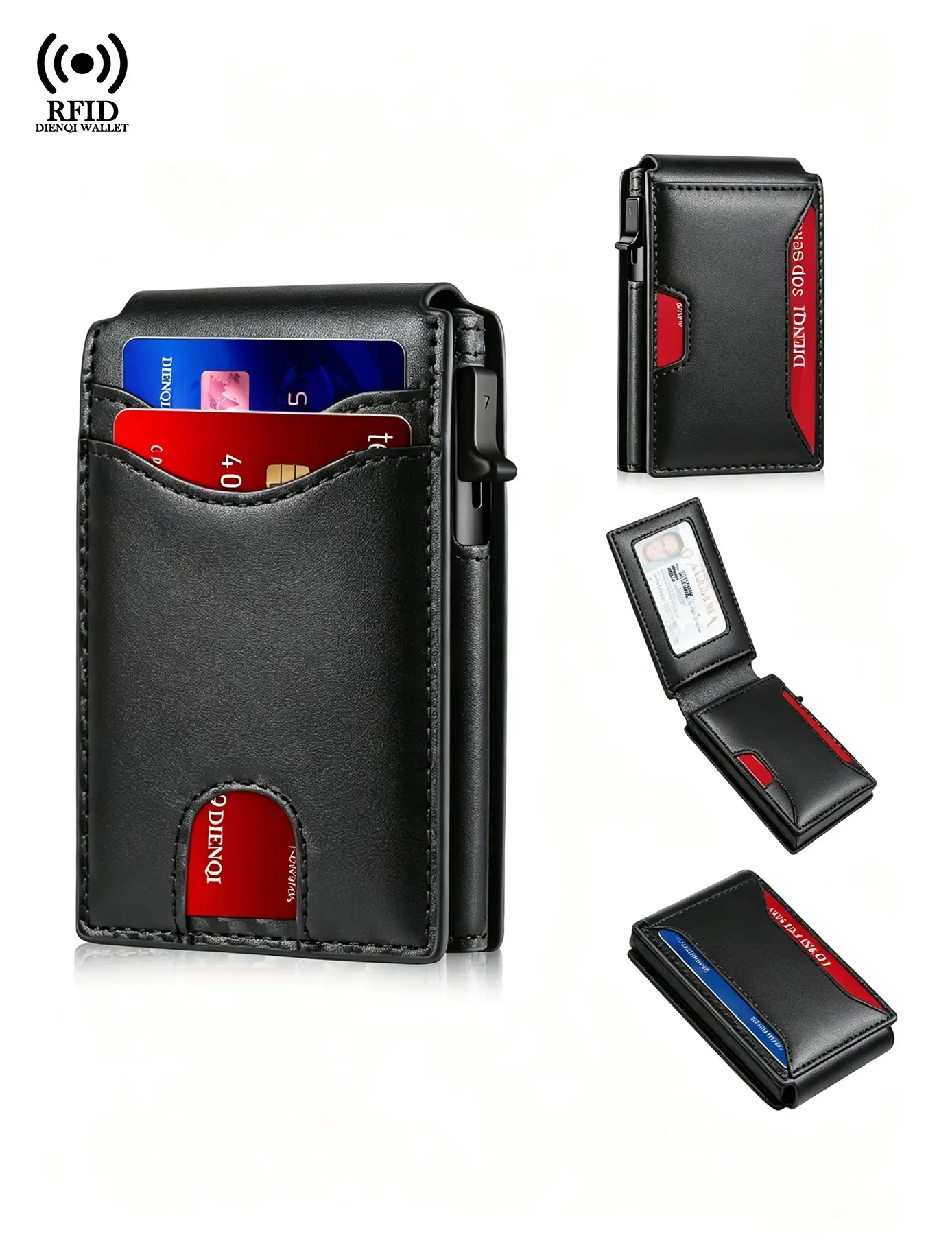 Business Men Wallet RFID Blocking Magnetic Smart Wallet Minimalist Slim Metal Pop-Up Card Holder,Purses ID Card Holder with Window Bank Credit Card Holder Money Clips for Men Card Wallet Bag,Daily Use,Gift for Men,Friends,Valentine's Day