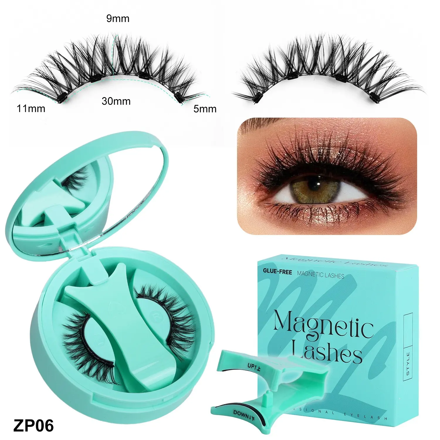 1 Pair Reusable Magnetic Eyelashes Natural Curly Fluffy Magnetic False Eyelashes No Glue Needed Lashes Makeup Cosmetic with Tweezer Set