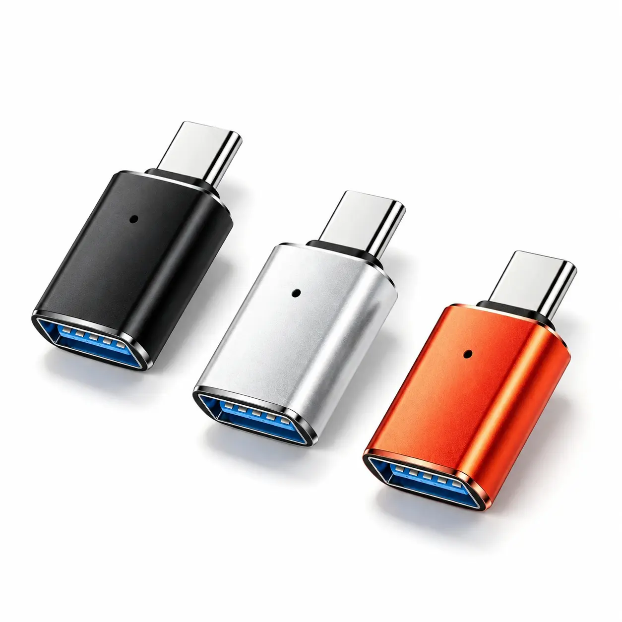 USB C to USB 3.0 Adapter, Type C Male to USB Female OTG Converter with LED Light, High Speed 5Gbps Aluminum Dongle for iPhone 16 15 Pro, iPad, MacBook Pro Air, Samsung Galaxy, USB Flash Drive, Keyboard, Mouse
