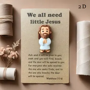 Pocket Jesus Mini Figurine With Prayer Card, Inspirational Bible Verse Encouragement Gift For Christians Church, Spiritual Memorial Party Favors Ornament