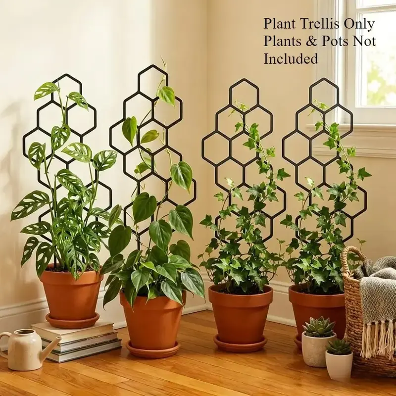 4 Pack Plant Climbing Trellis, Rust-Proof Vine Support Frame, Space-Saving Plant Stakes, Climbing Plant Stand for Potted Vines, Flowers and Indoor Plants, Gardening Accessories